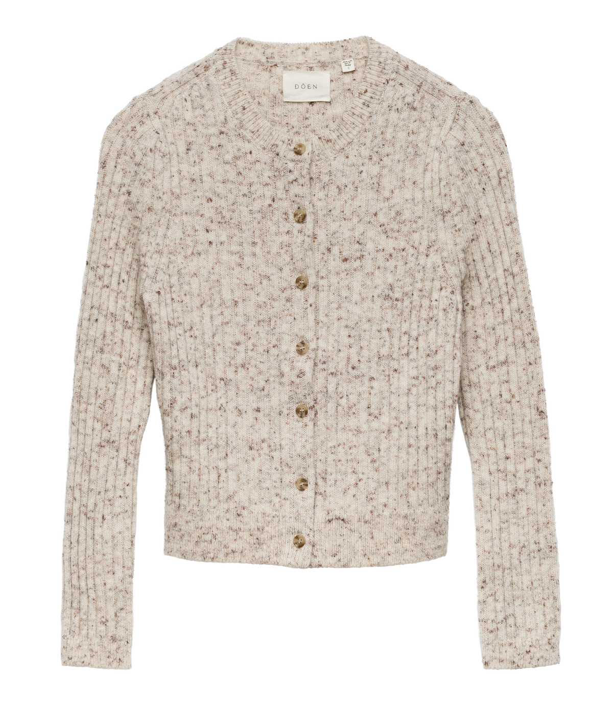 DANAE RIB CARDIGAN -- SABBIA MELANGE