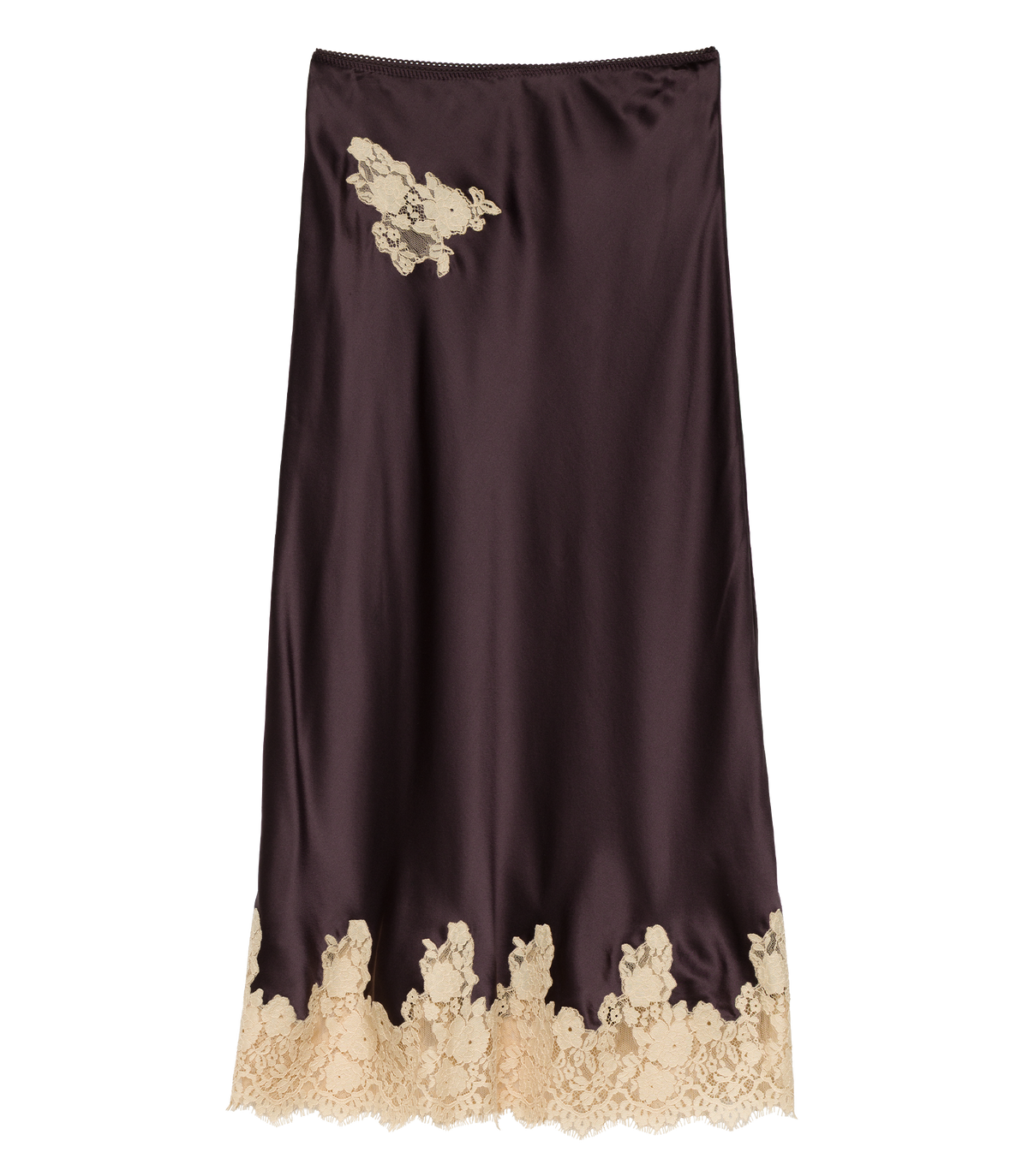 ELOWEN SKIRT -- EQUESTRIAN BROWN WITH CREAM LACE