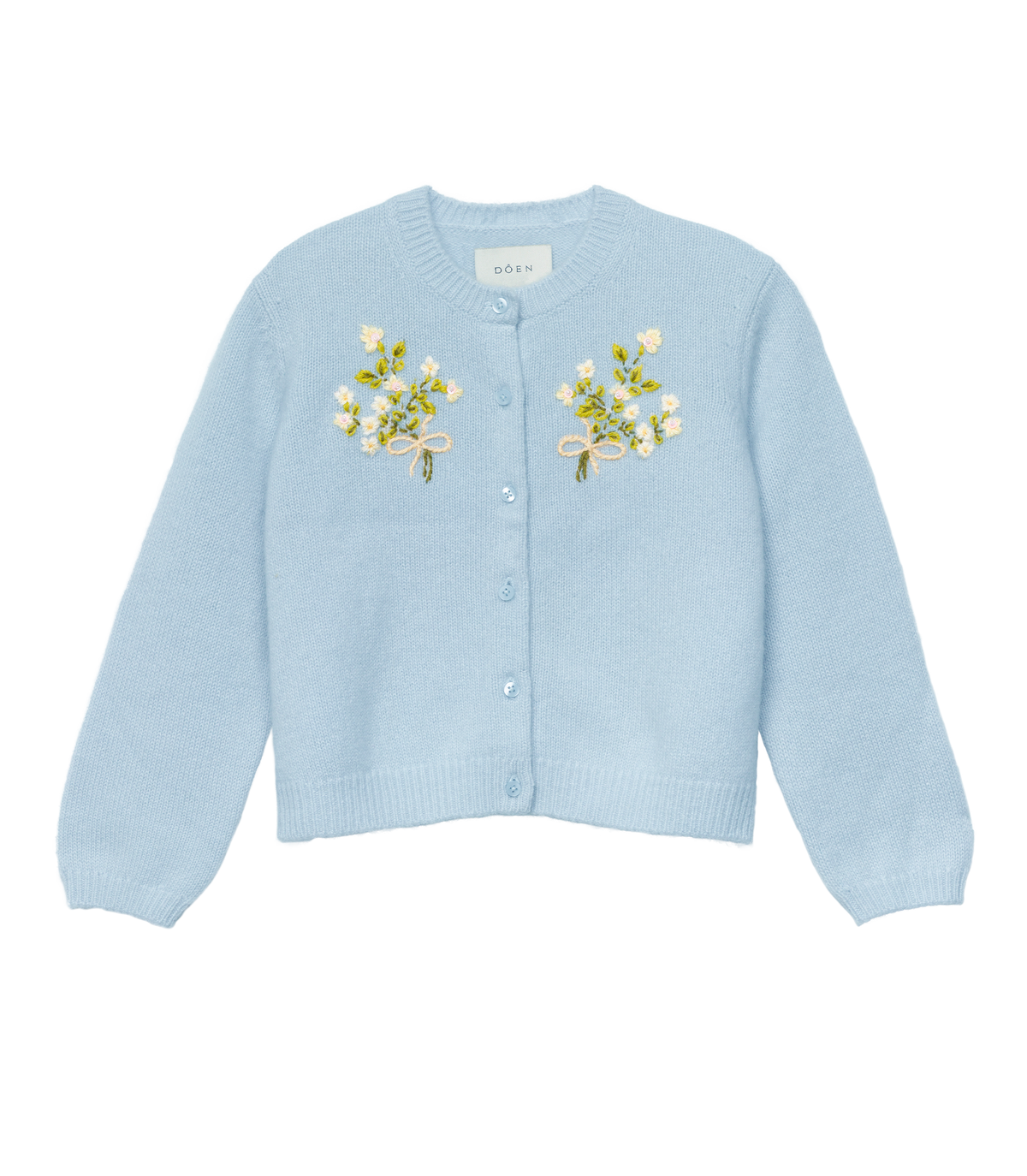 PETIT GARDENIA CASHMERE CARDIGAN -- CLEAR SKY