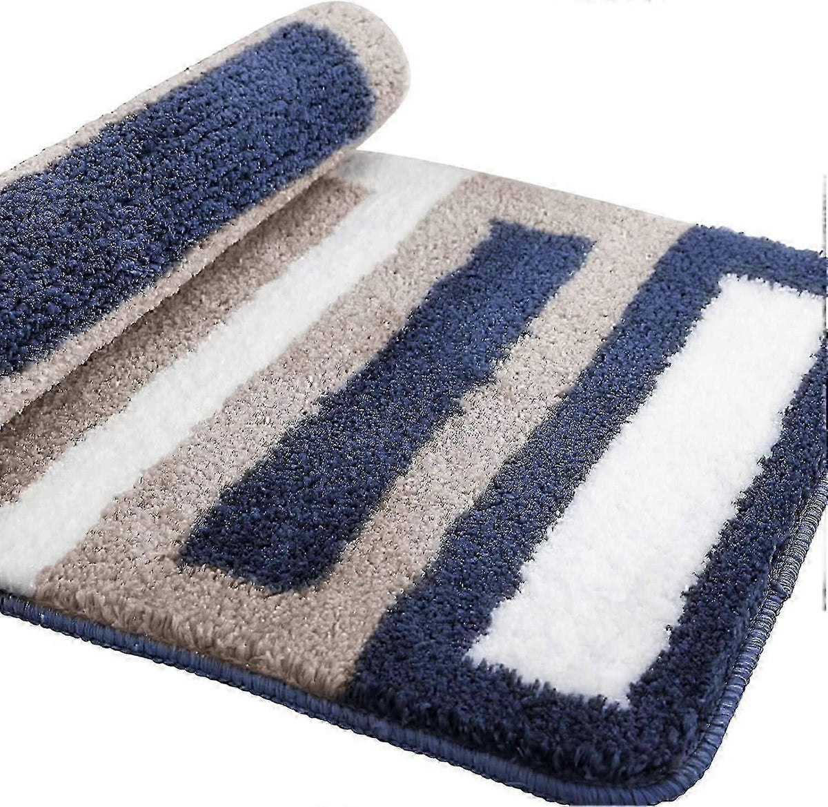 Blue Microfiber Bath Mat – Soft Absorbent Non-Slip Machine Washable Rug, 16" x 24