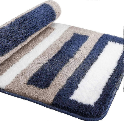 Blue Microfiber Bath Mat – Soft Absorbent Non-Slip Machine Washable Rug, 16" x 24