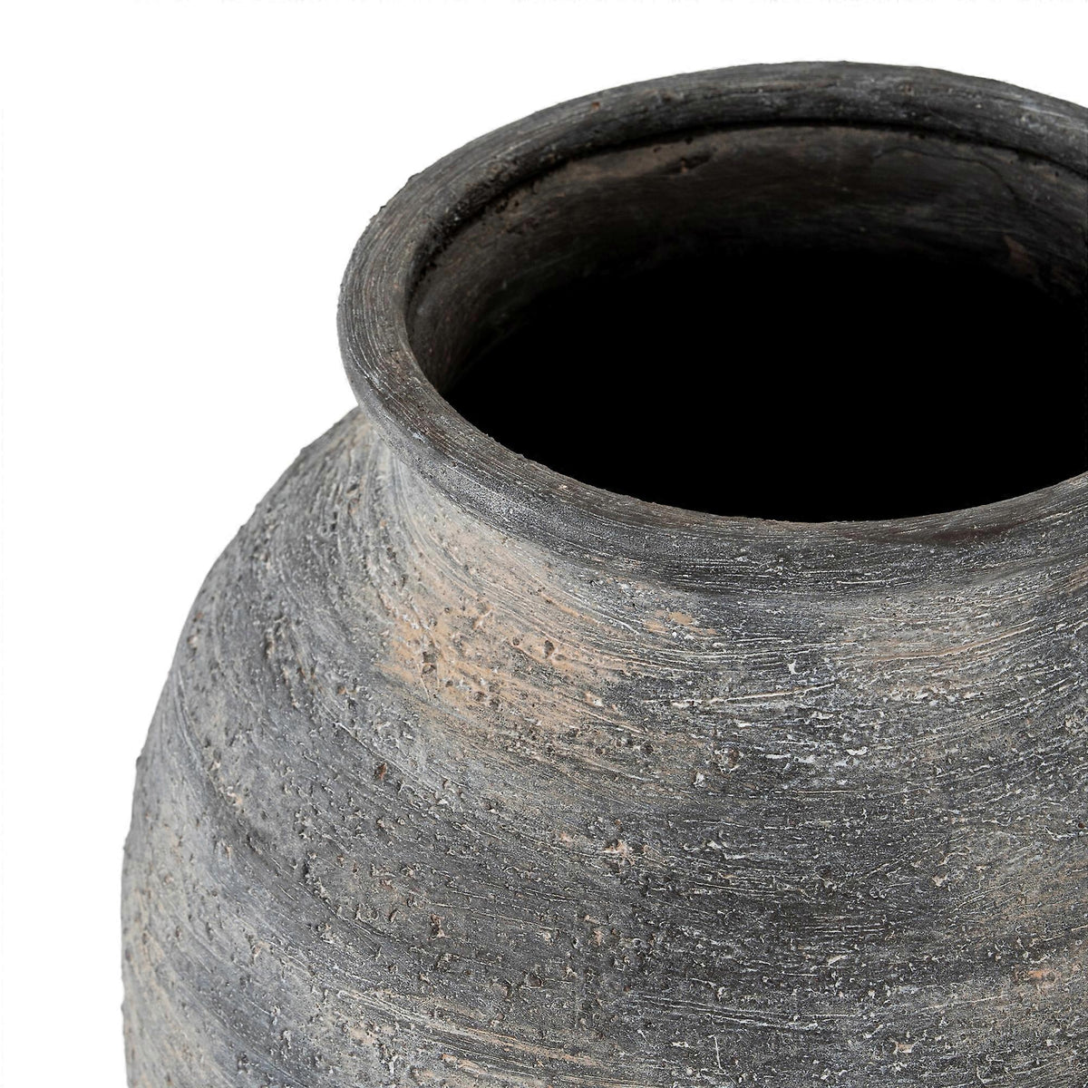 Hill Interiors Marra Olpe Vase – Large Black & Grey Textured Ceramic Vase, 16.5