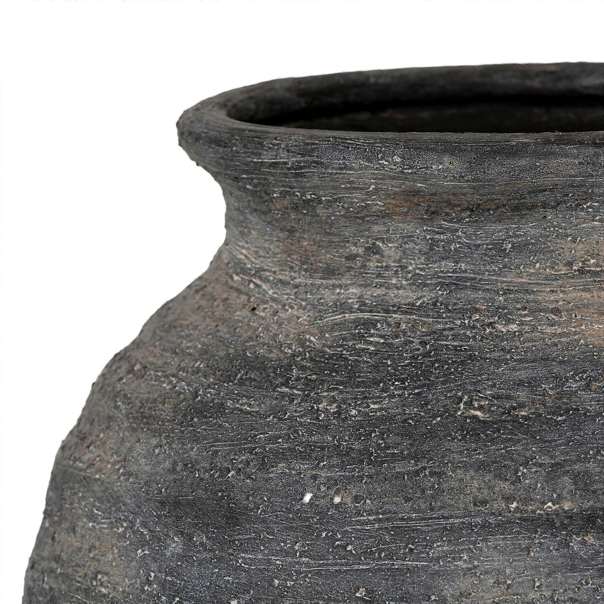 Hill Interiors Marra Olpe Vase – Large Black & Grey Textured Ceramic Vase, 16.5