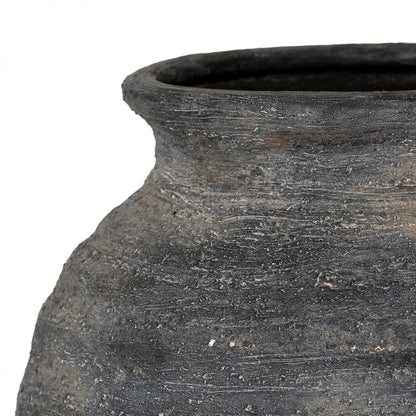Hill Interiors Marra Olpe Vase – Large Black & Grey Textured Ceramic Vase, 16.5