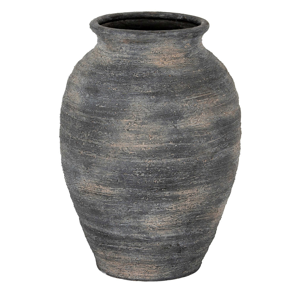 Hill Interiors Marra Olpe Vase – Large Black & Grey Textured Ceramic Vase, 16.5