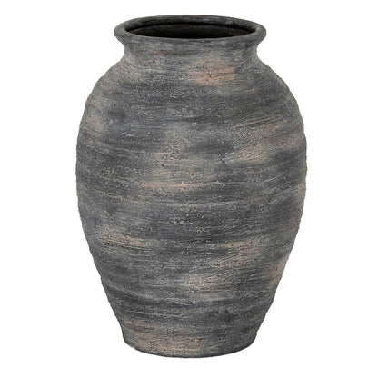 Hill Interiors Marra Olpe Vase – Large Black & Grey Textured Ceramic Vase, 16.5