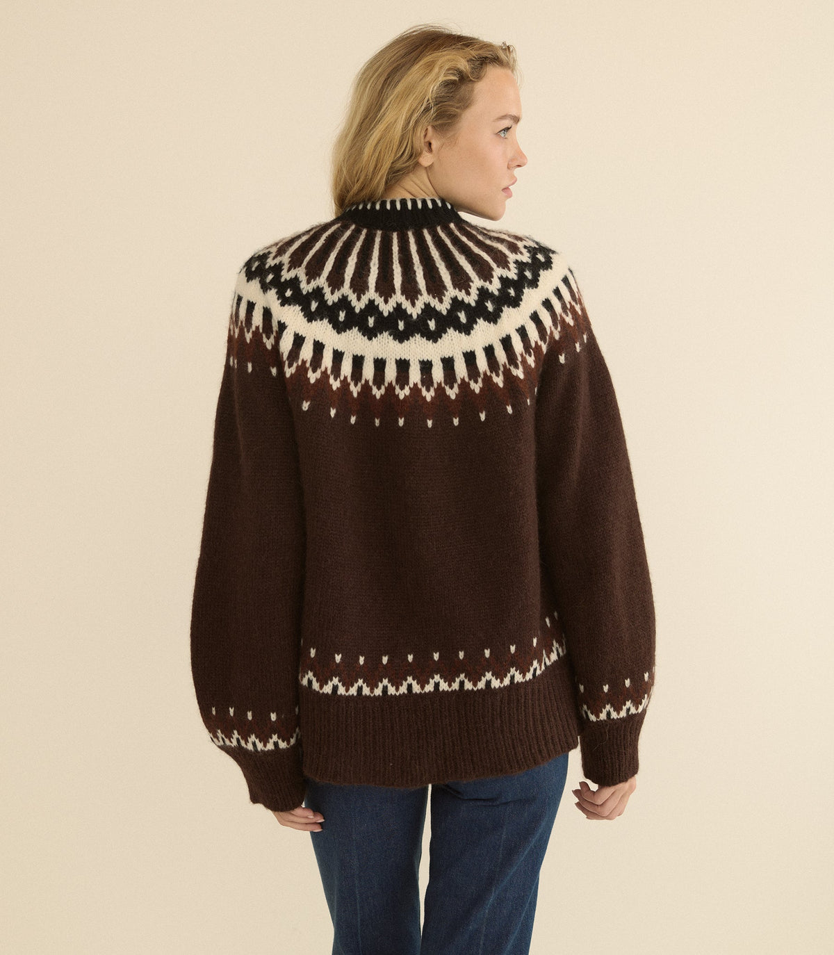 HUE CARDIGAN -- BRUN ABERDEEN FAIR ISLE