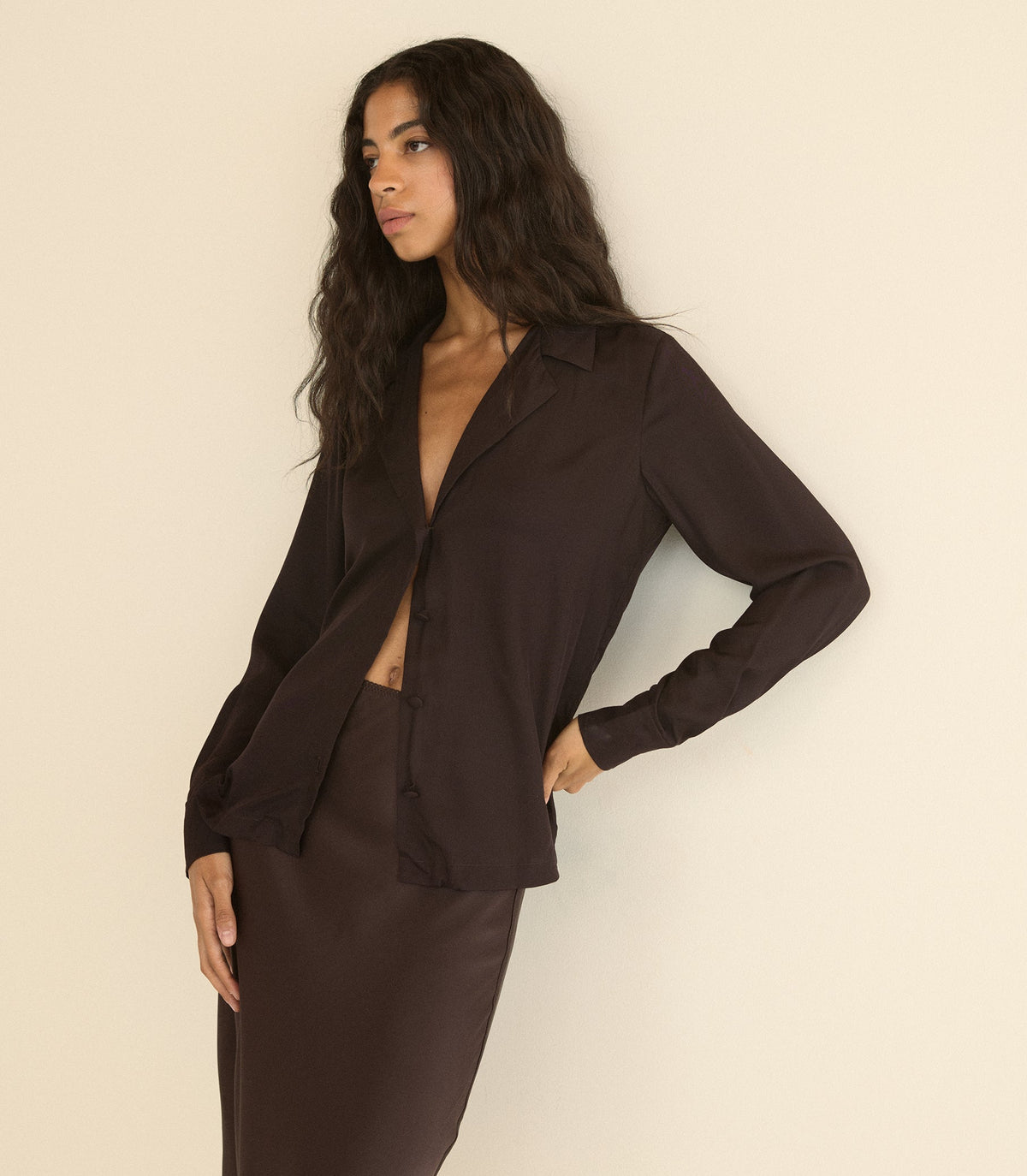 DORSIA TOP -- EQUESTRIAN BROWN