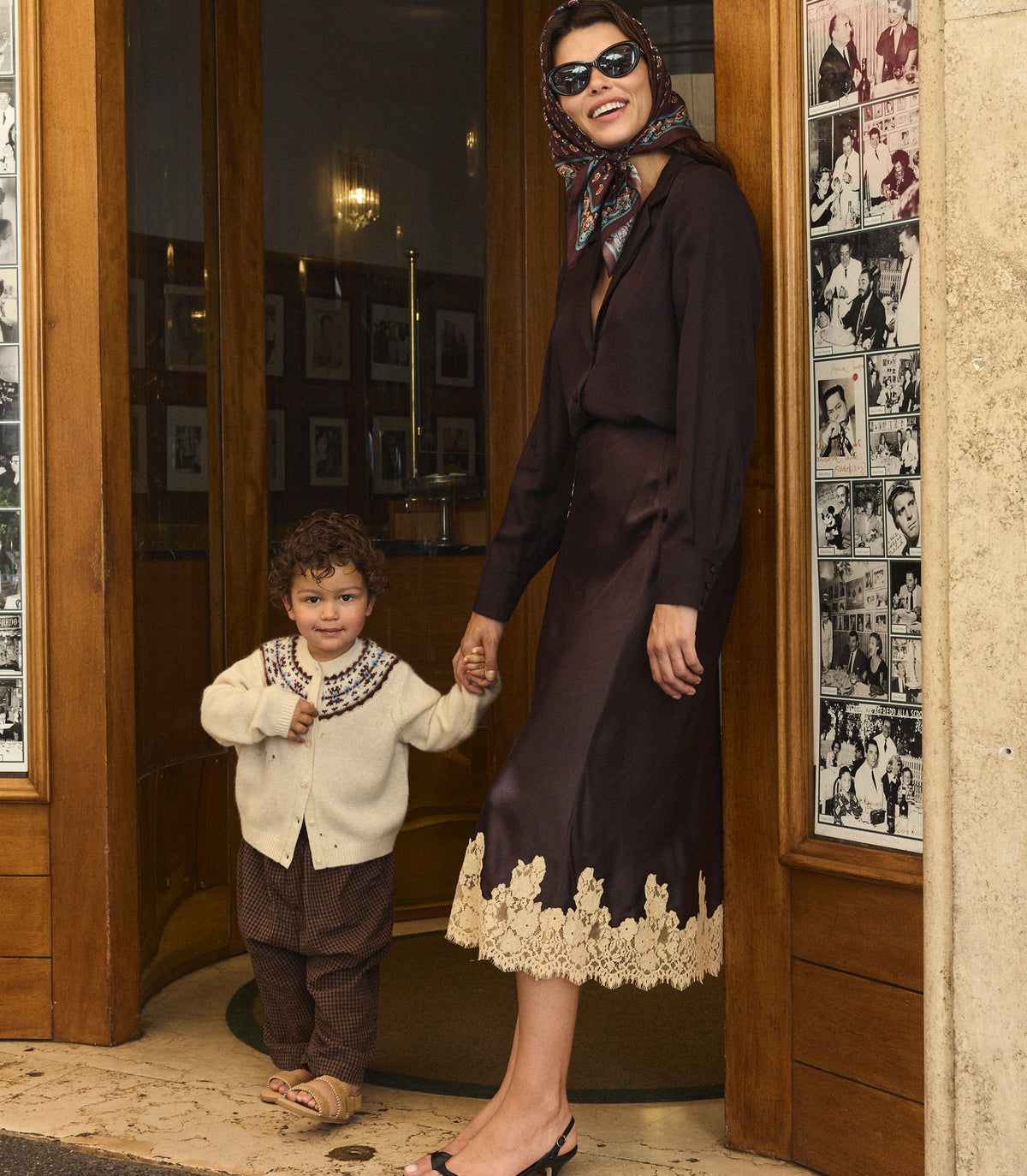 ELOWEN SKIRT -- EQUESTRIAN BROWN WITH CREAM LACE