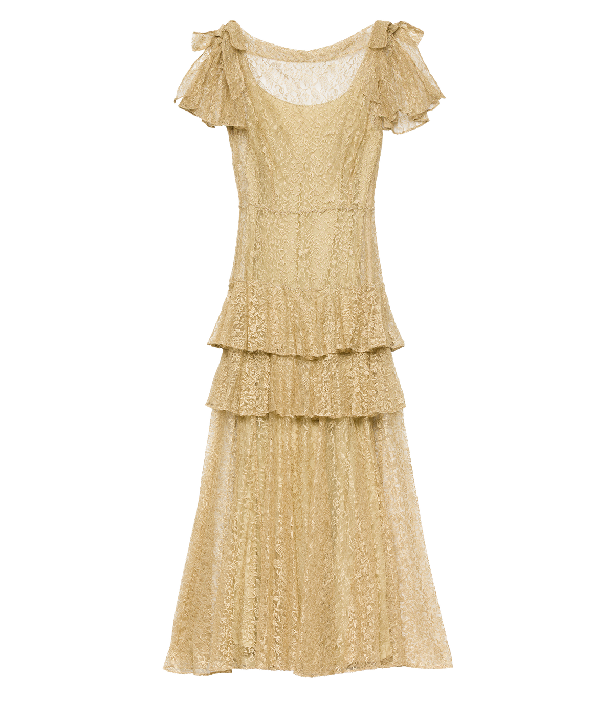 GARBO DRESS -- BURNISHED GOLD LACE