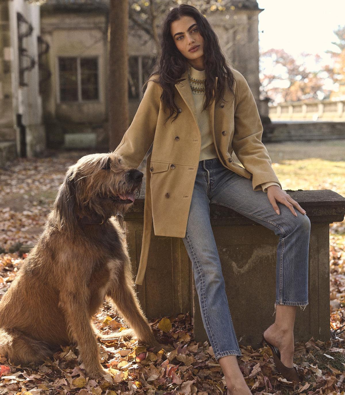 HUTTON SUEDE TRENCH -- BLONDE