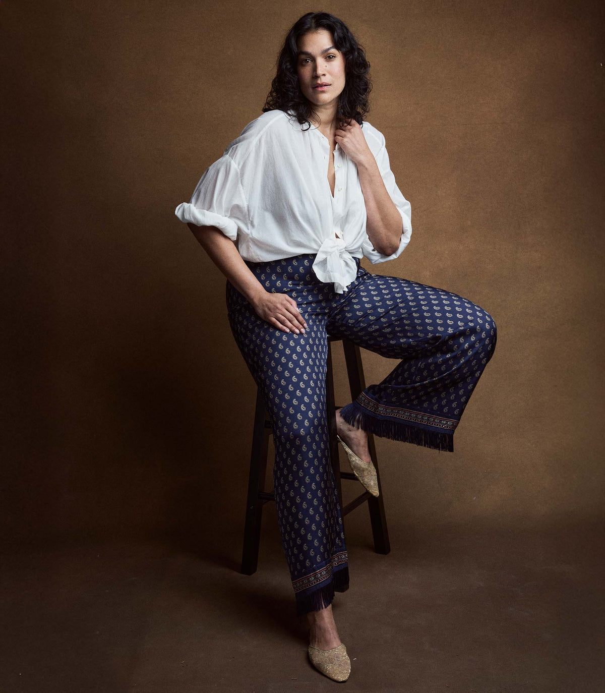 LAVON FRINGE PANT -- BLEU TAORMINA PAISLEY