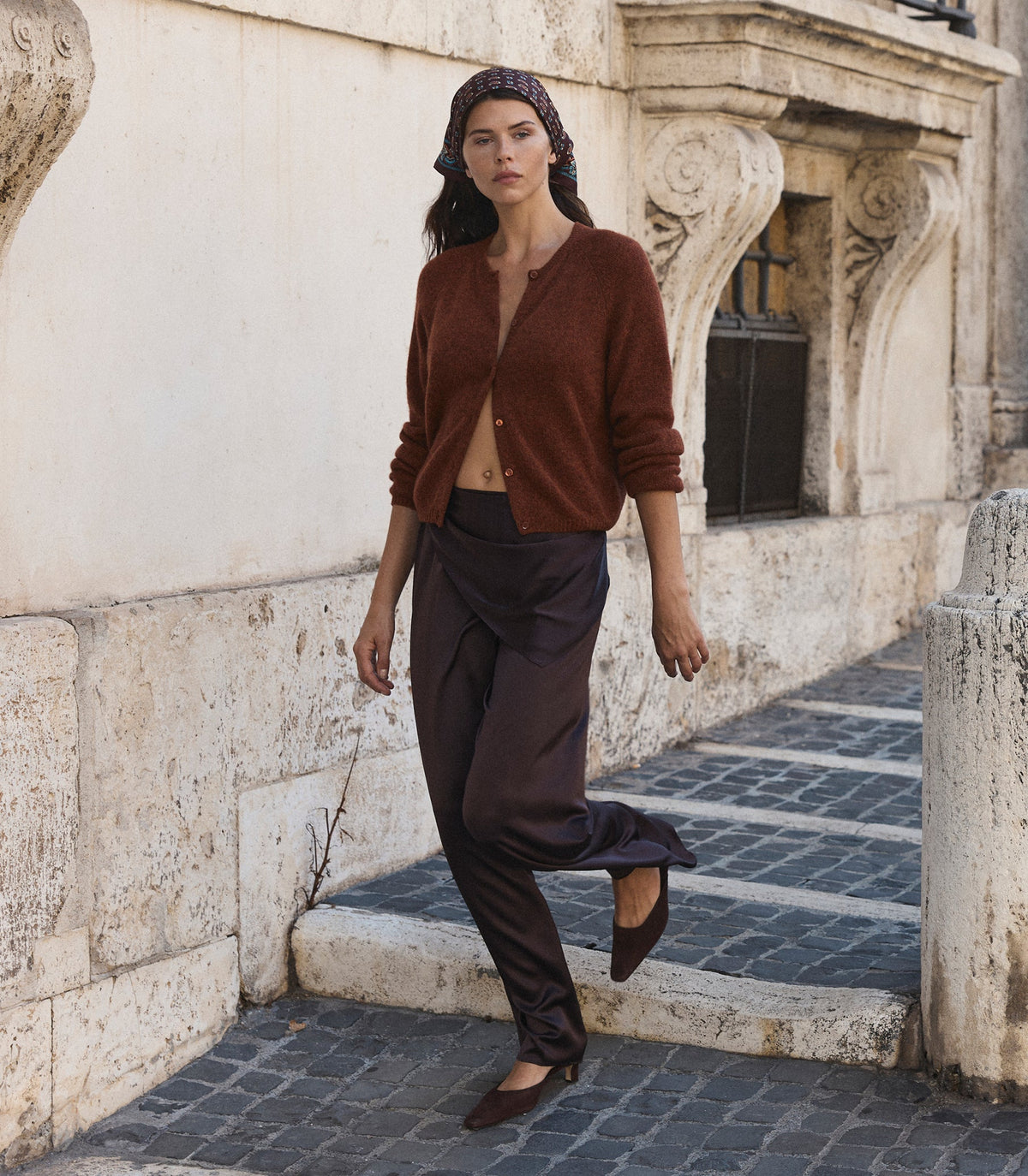 LAVONA SCARF PANT -- EQUESTRIAN BROWN