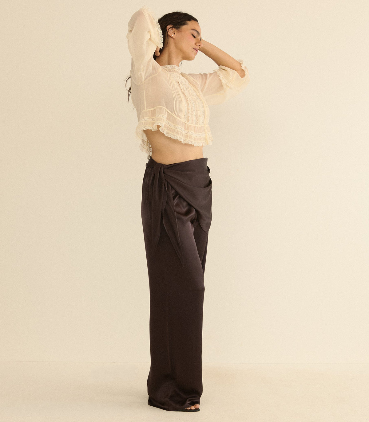 LAVONA SCARF PANT -- EQUESTRIAN BROWN