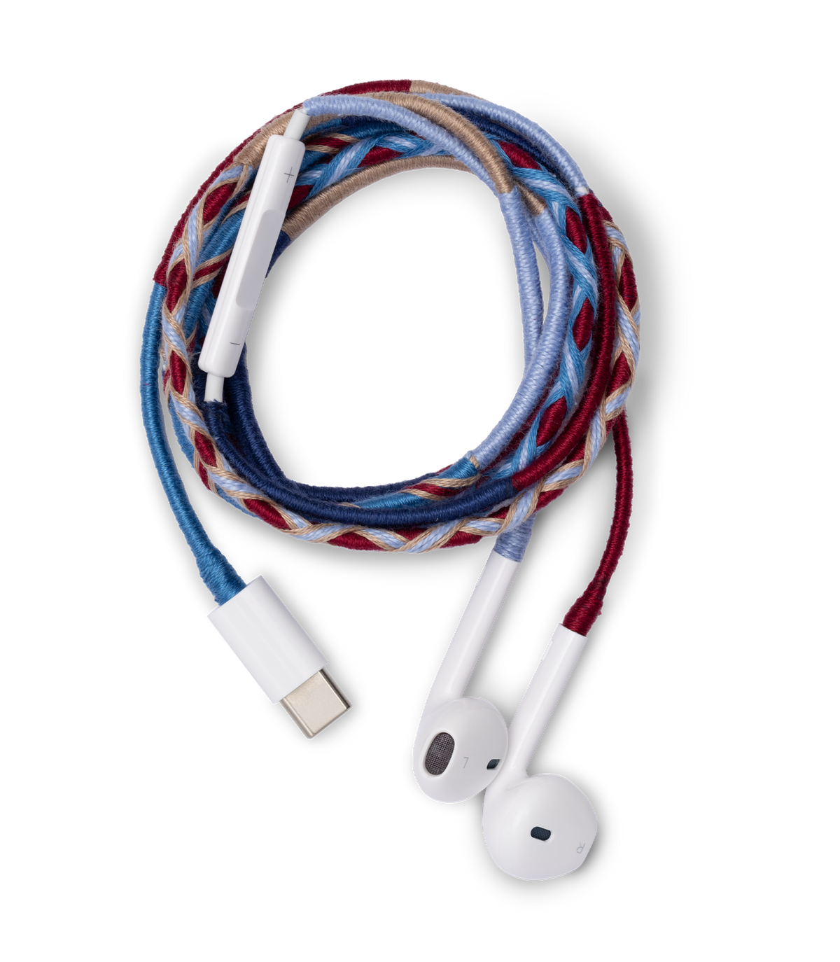 LE POM POM & DÔEN HEADPHONES -- BLUE BURGUNDY STRIPE