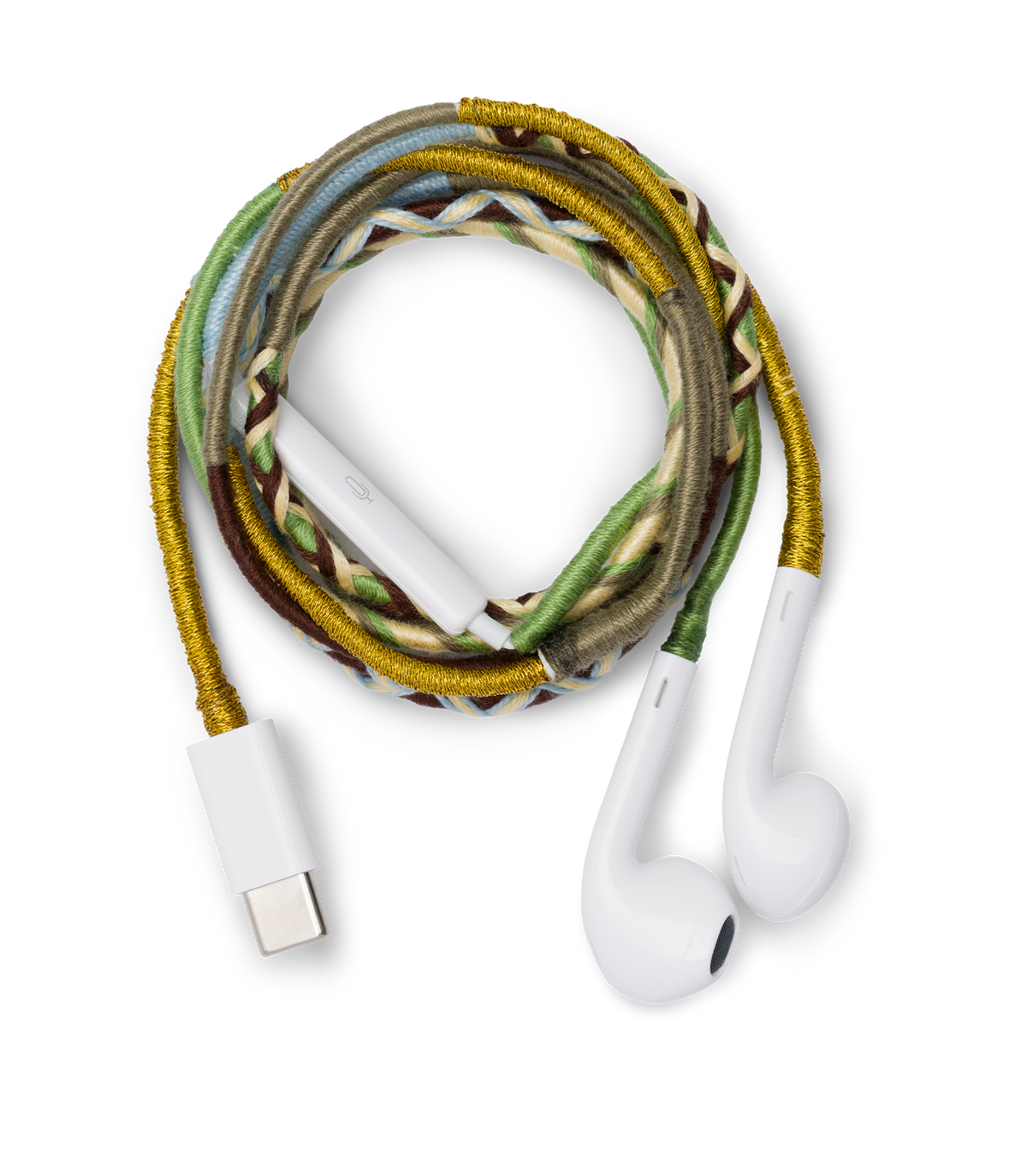 LE POM POM & DÔEN HEADPHONES -- GREEN BLUE GOLD STRIPE