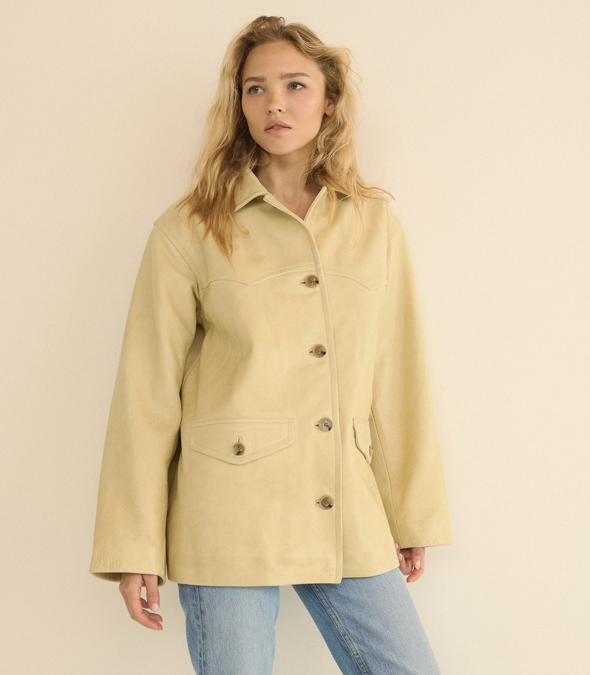 LOCKHART LEATHER JACKET -- LIMEWASH