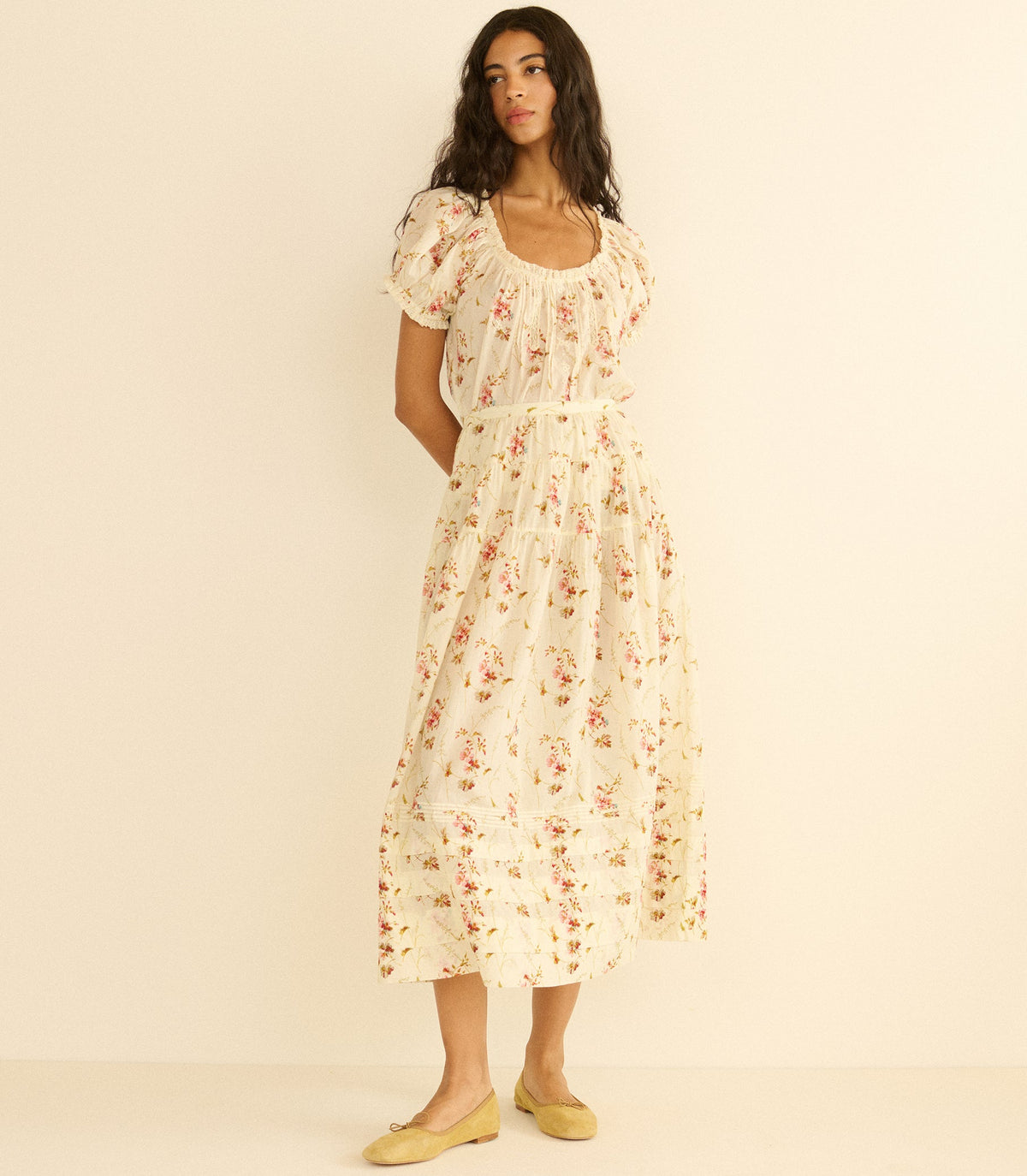 MARIE SKIRT -- BLANC PRAIRIE ROSE