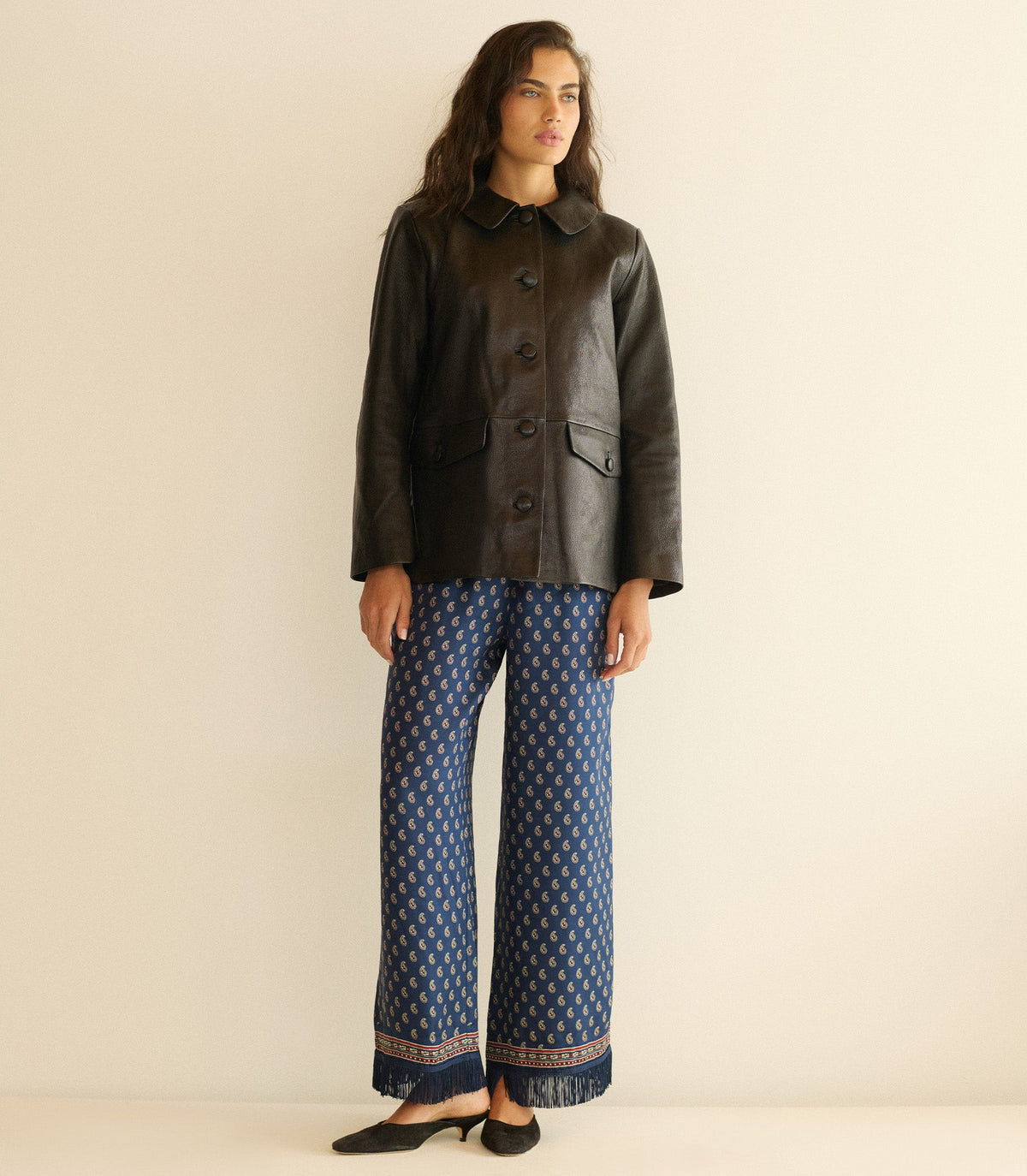 NICO LEATHER JACKET -- BLACK