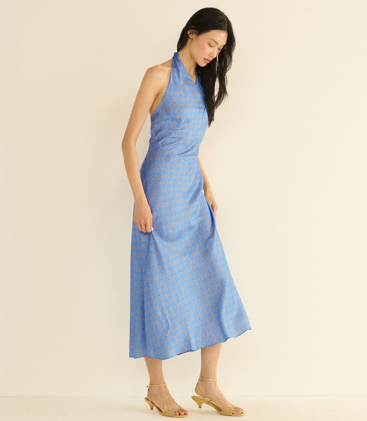 NOEMIE DRESS -- PERIWINKLE CADIZ FOULARD