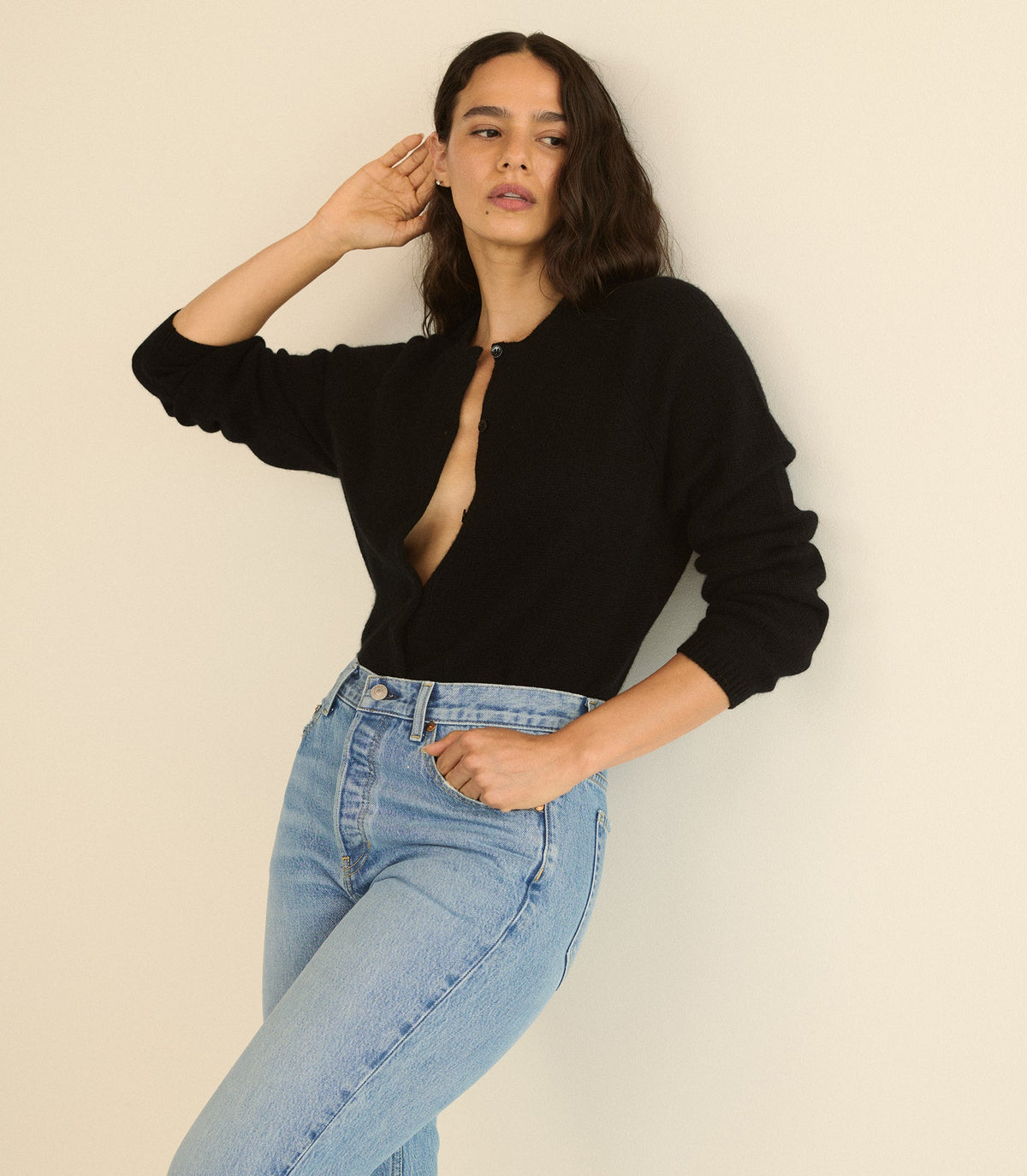 PEROLINE CASHMERE CARDIGAN -- BLACK