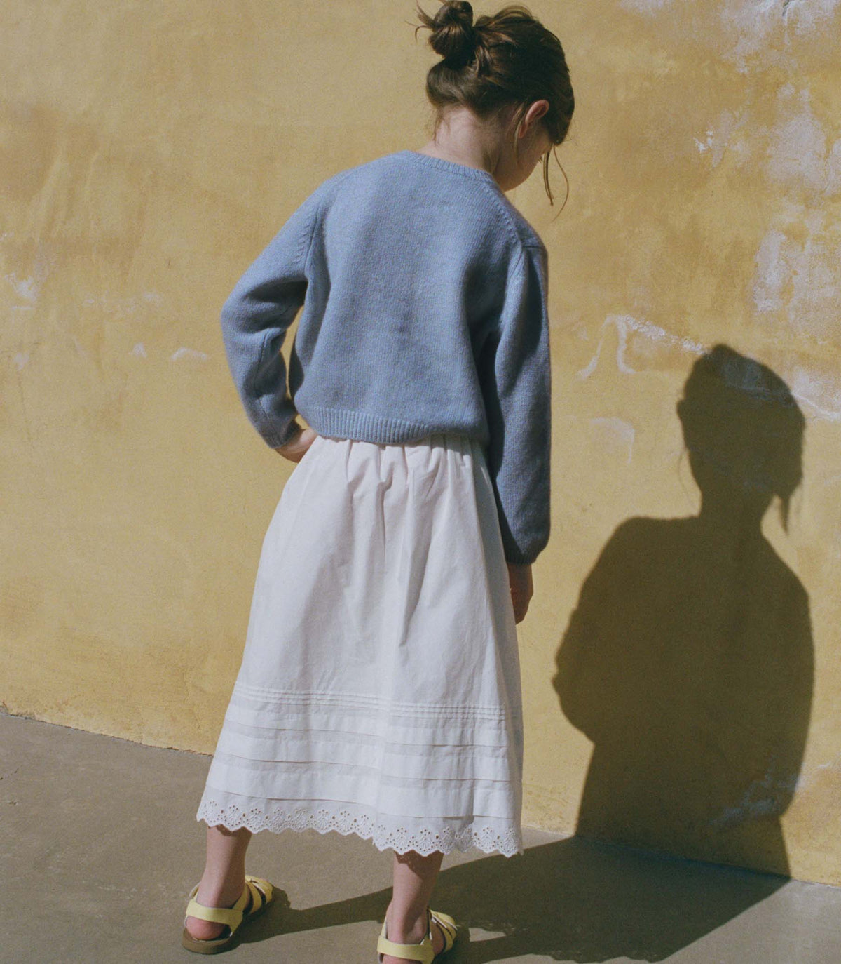 PETIT GARDENIA CASHMERE CARDIGAN -- CLEAR SKY
