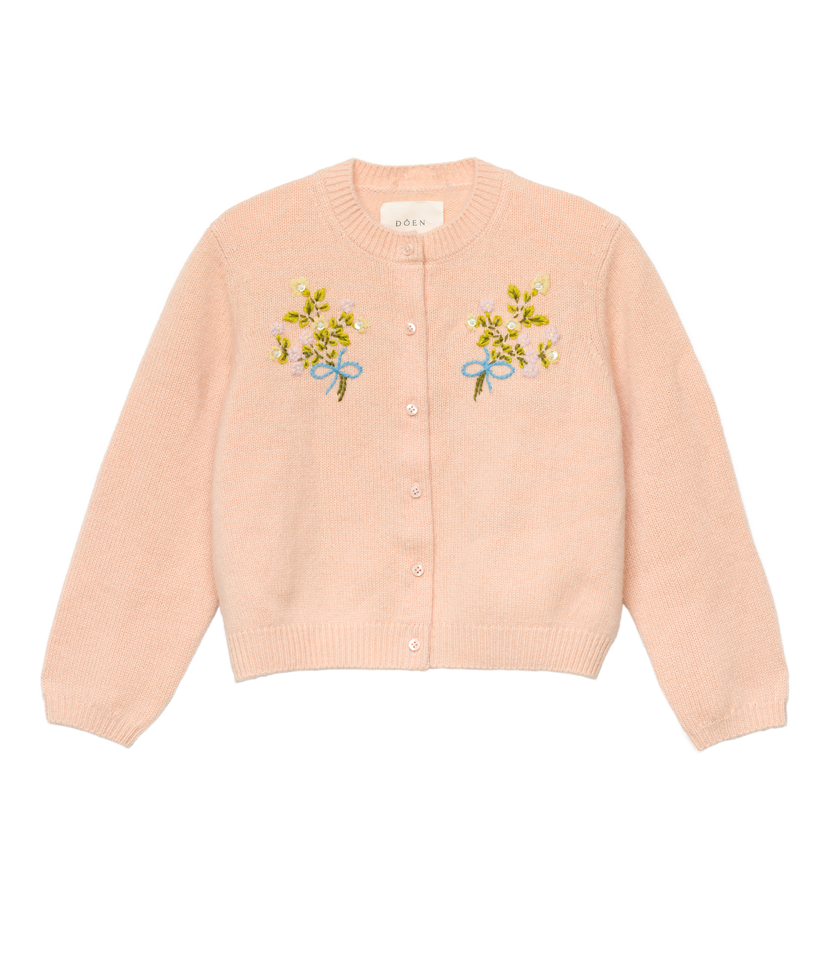 PETIT GARDENIA CASHMERE CARDIGAN -- LIGHT PEACH SORBET