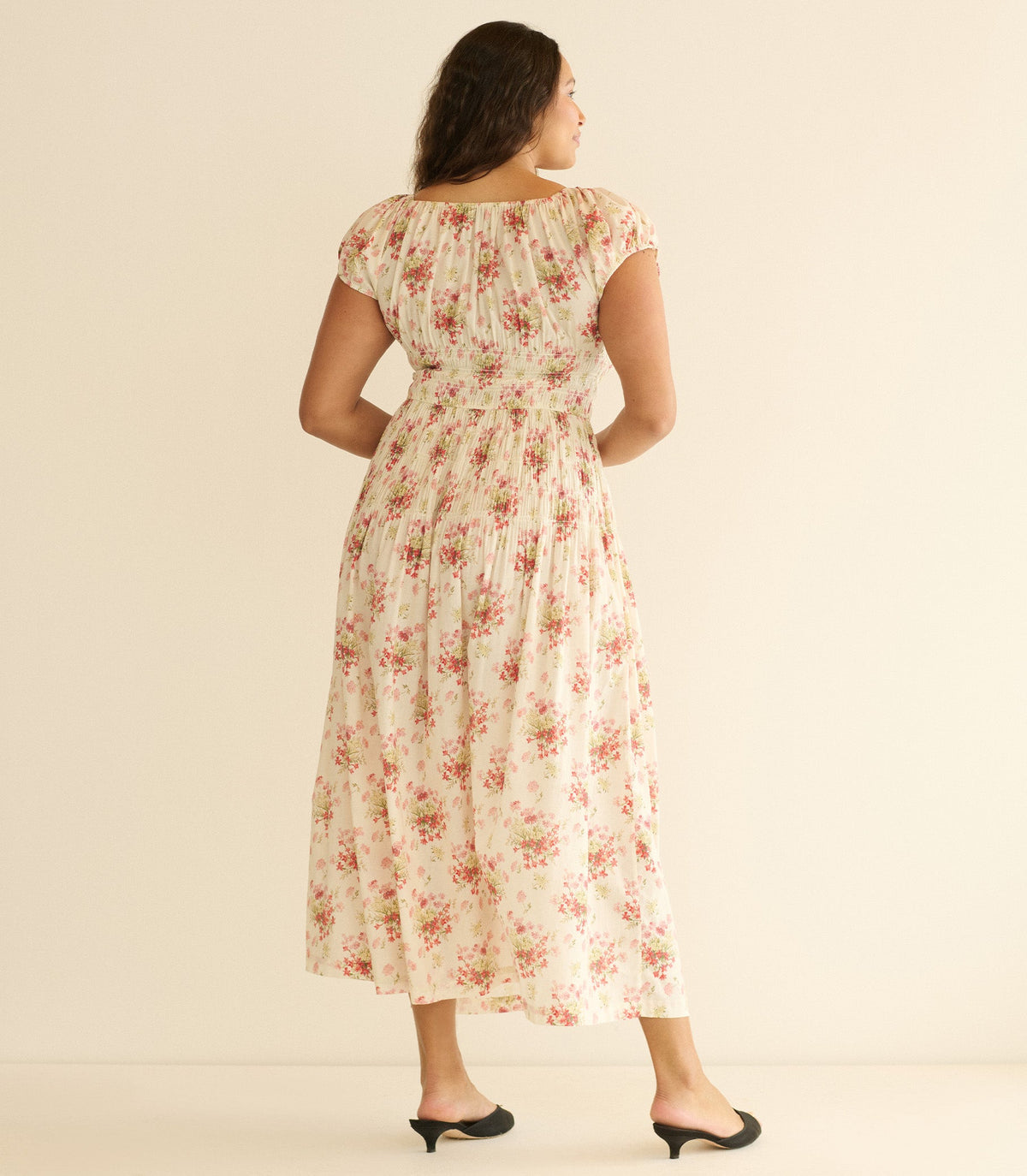QUINETTE DRESS -- IVORY LANTANA FLORAL