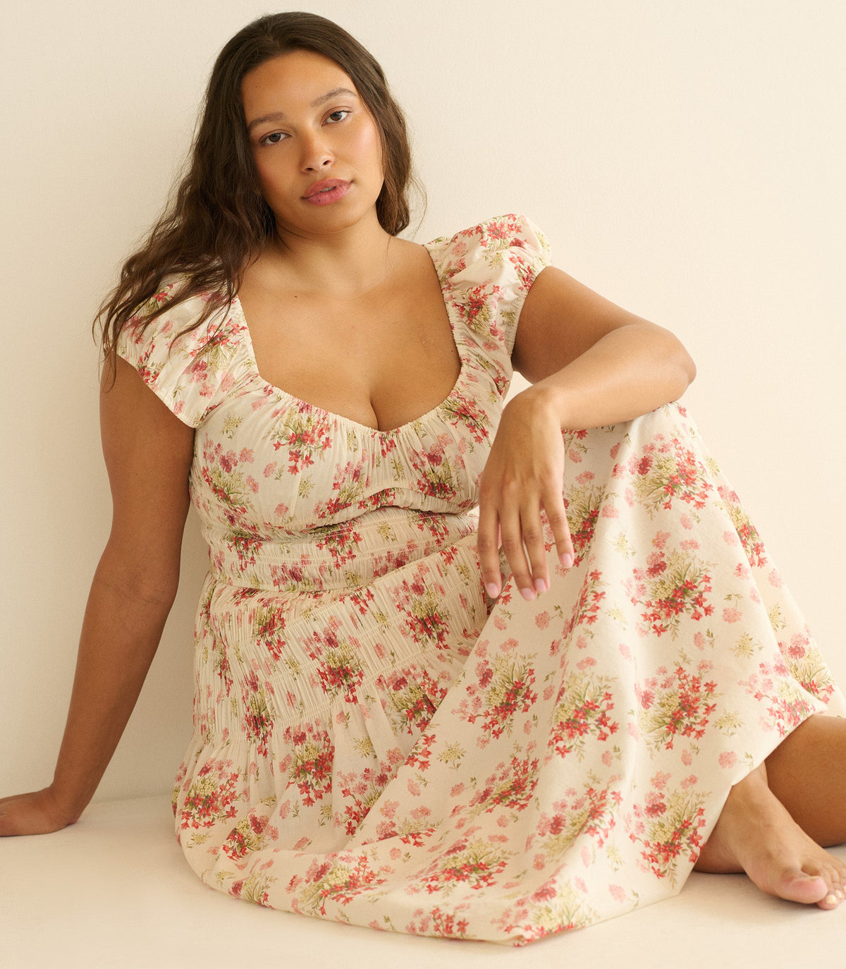 QUINETTE DRESS -- IVORY LANTANA FLORAL